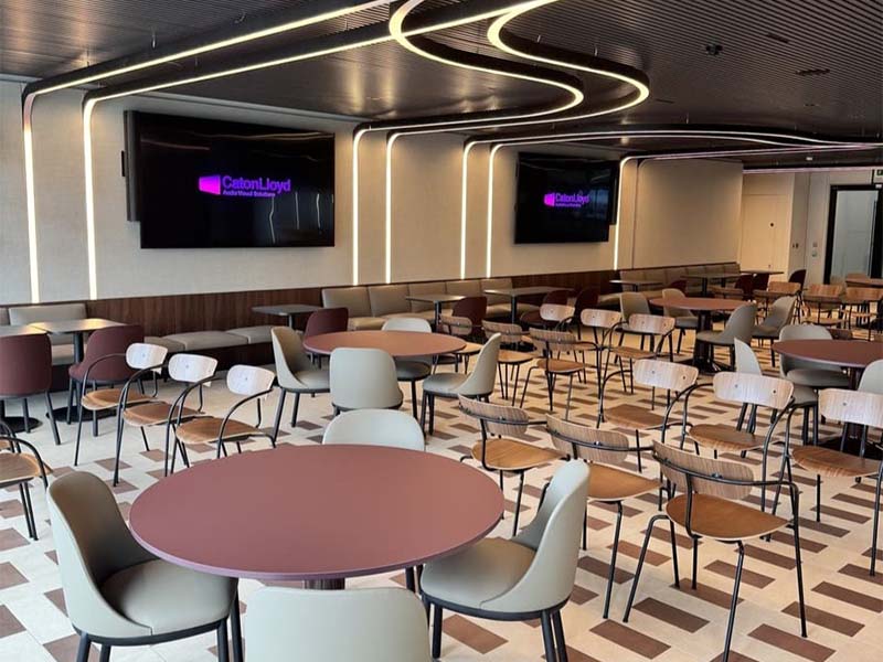 AV installation in London for CoStar's town hall space.