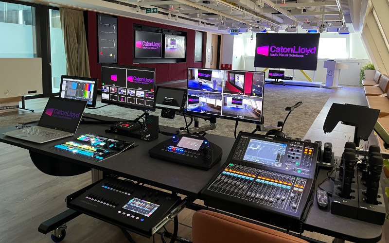 Professional audio visual mixing and production desk installed by CatonLloyd’s expert team for exciting, high-specification events space in London
