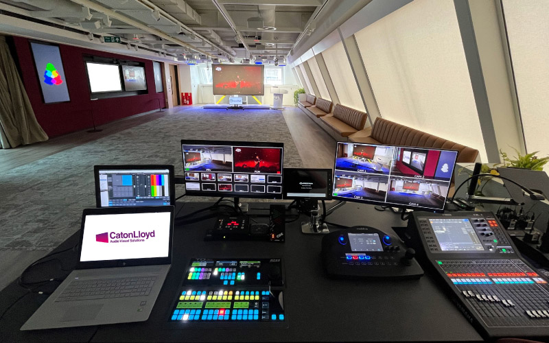 Audio visual installation including live video production capabilities for social media giant’s event space in London by CatonLloyd
