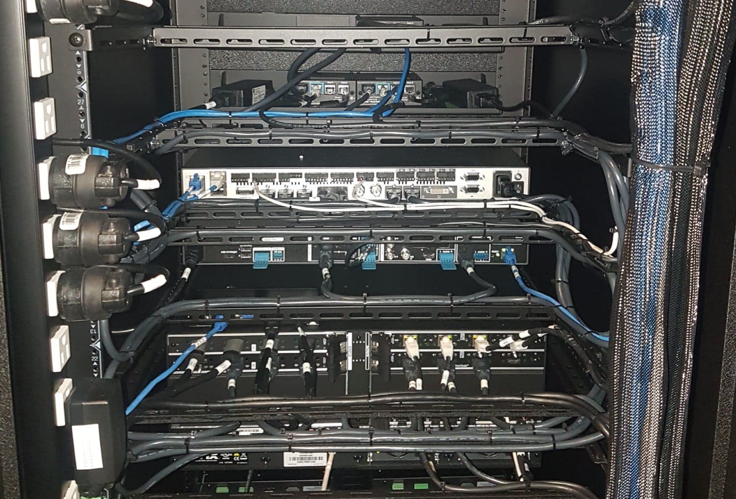 Photo of data rack used for audio visual installations