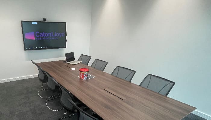 Photograph of a audio visual installation for a small tech business based in Birmingham